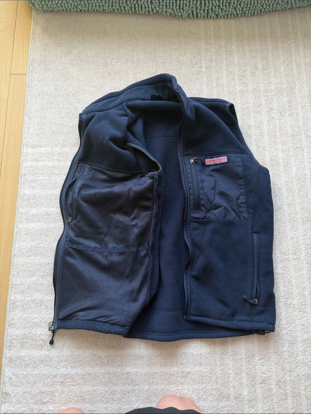 Vineyard Vines Navy Fleece Zip-Up Vest - Picture 6 of 7